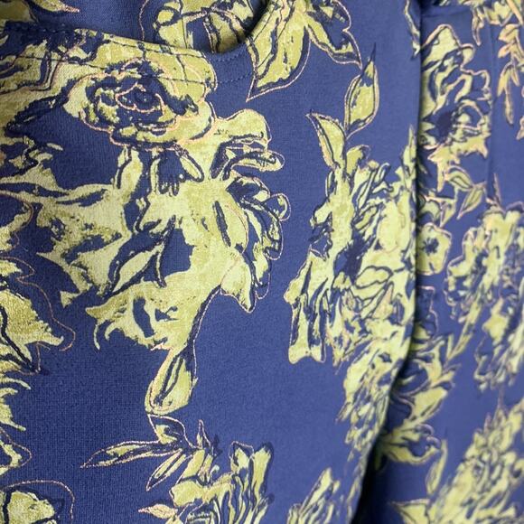 Soft Surroundings Elisabetta Blue Green Floral Gold Detail Pants W-045 Sz XS - Picture 4 of 8